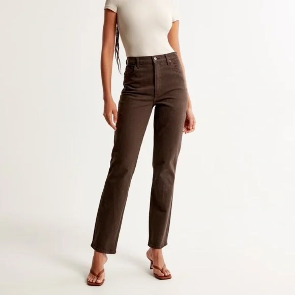 Abercrombie & Fitch The 90's Straight Ultra High Rise Jeans Brown 26 / 2R